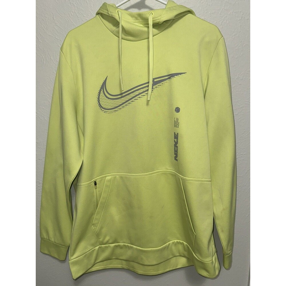 Nike Men’s Therma-FIT Swoosh Hoodie Light Yellow Large Pullover